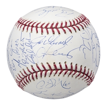 2008 New York Yankees Team Signed OML Selig Baseball With 29 Signatures (MLB Authenticated & Steiner)